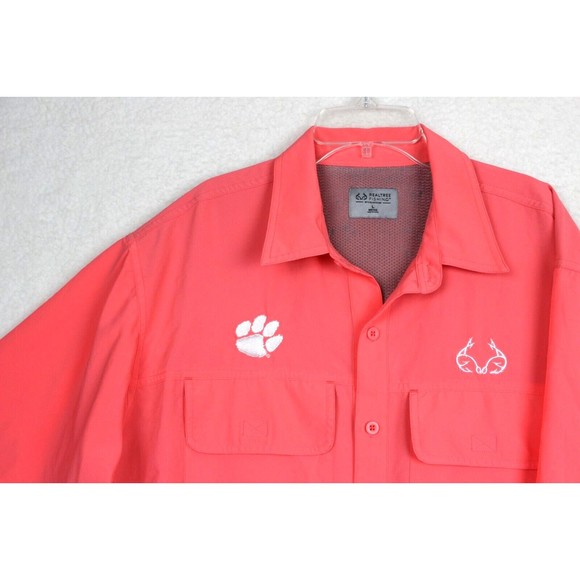 Real Tree Clemson Embroidered Vented Fishing Shirt Men's Size Large Orange - Picture 6 of 10